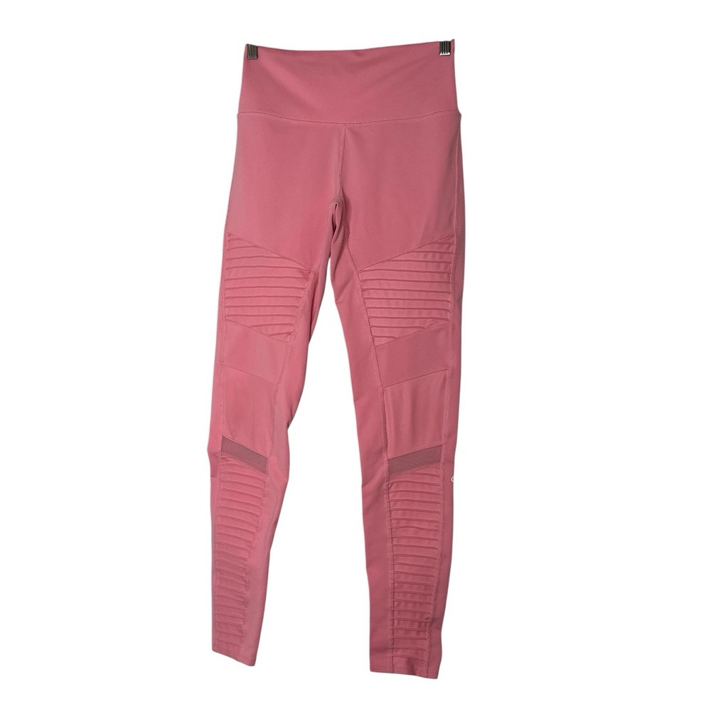 Alo Yoga‎ Moto Legging Women's Medium Pink Stretch Athleisure Workout Gym